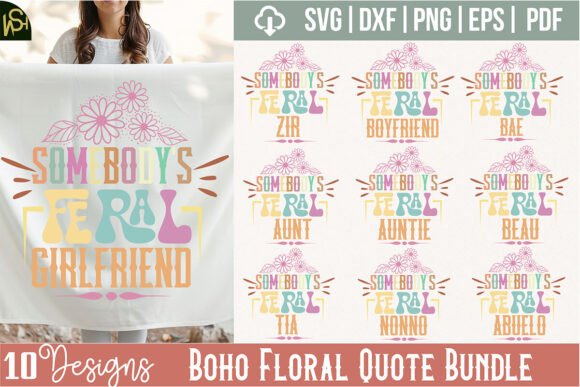 Boho Floral Quote Bundle Graphics for Crafts