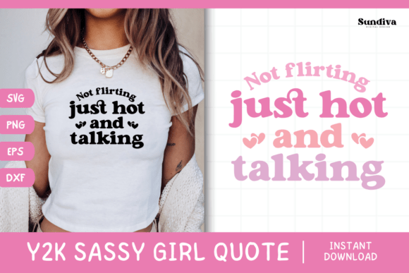 Y2K Sassy Girl Baby Tee Quote 5 Graphics for Crafts